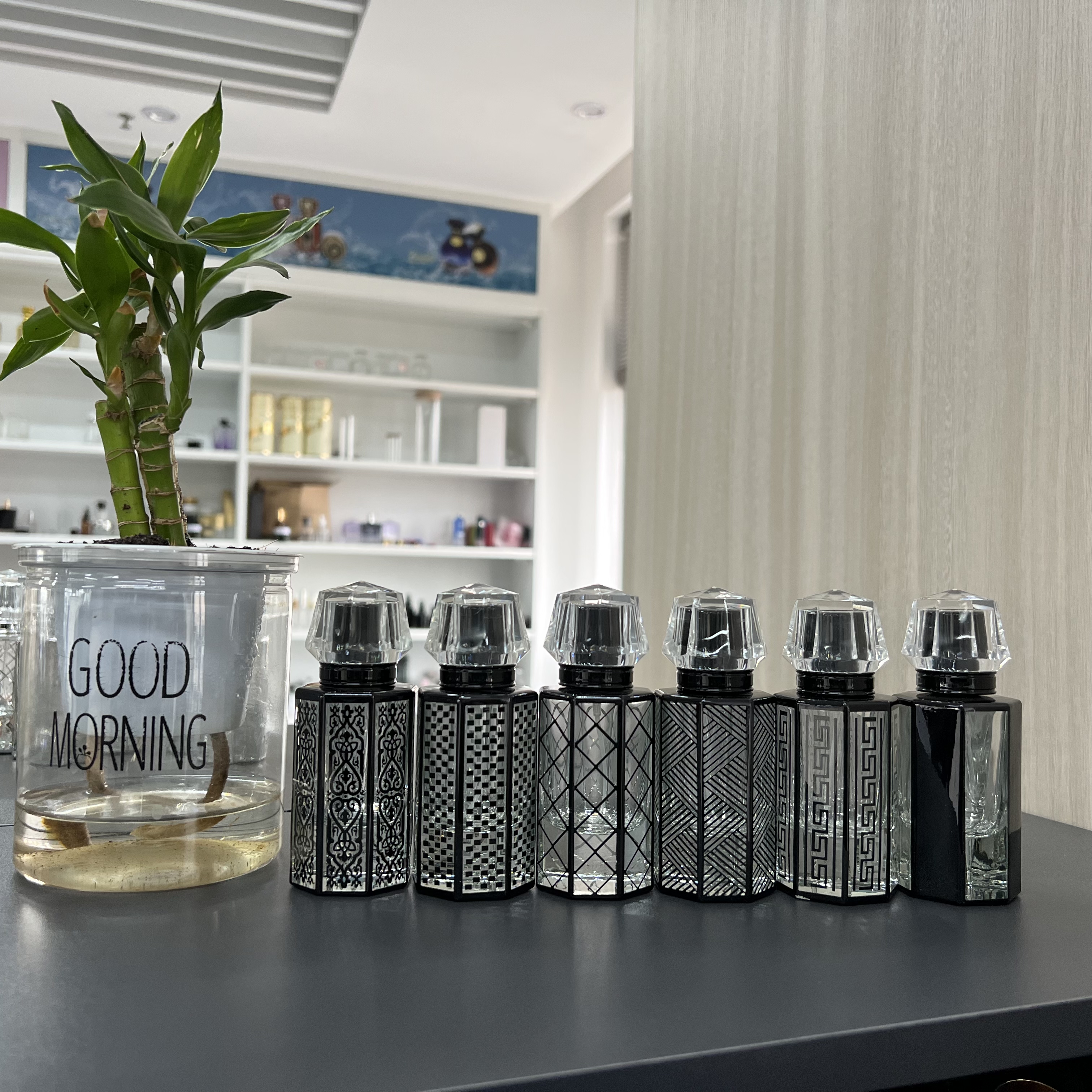 Transparent Diamond-Cut Perfume Bottle